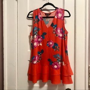 Ellen Tracy Floral Ruffle Blouse Medium
